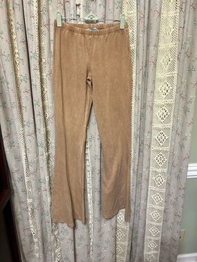 Chatoyant Brown Mineral Wash Flare Pants Small Boho Lounge Soft Bell Bottom